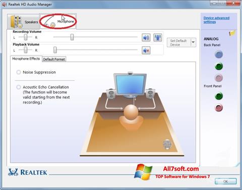 Скріншот Realtek Audio Driver для Windows 7