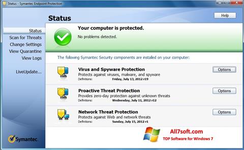 Скріншот Symantec Endpoint Protection для Windows 7