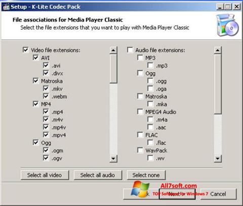 Скріншот K-Lite Codec Pack для Windows 7