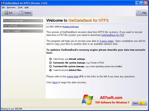 Скріншот GetDataBack для Windows 7