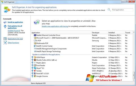 Скріншот Soft Organizer для Windows 7