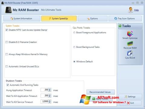 Скріншот Mz RAM Booster для Windows 7