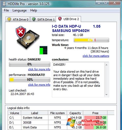 Скріншот HDDlife для Windows 7