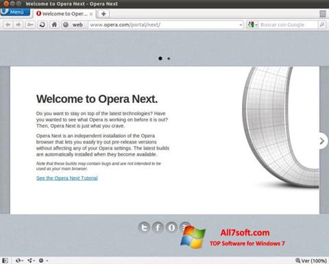 Скріншот Opera Developer для Windows 7
