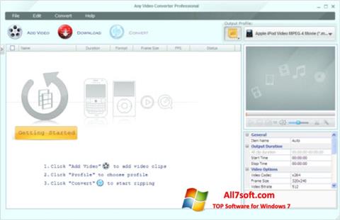 Скріншот Any Video Converter для Windows 7
