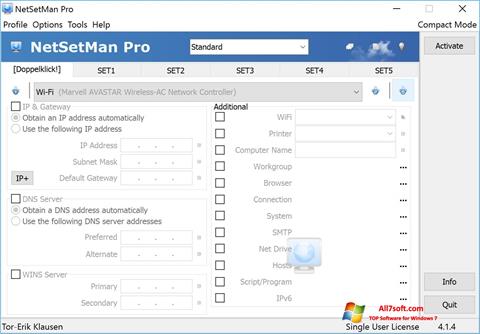 Скріншот NetSetMan для Windows 7