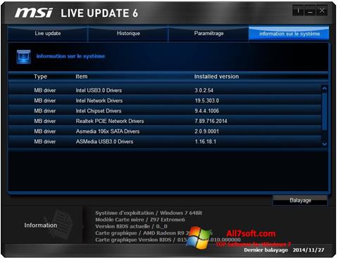 Скріншот MSI Live Update для Windows 7