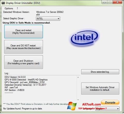 Скріншот Display Driver Uninstaller для Windows 7