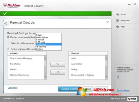 Скріншот McAfee Internet Security для Windows 7