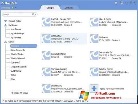 Скріншот RaidCall для Windows 7