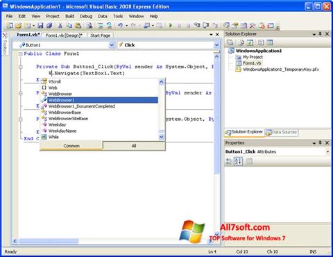 Скріншот Microsoft Visual Basic для Windows 7