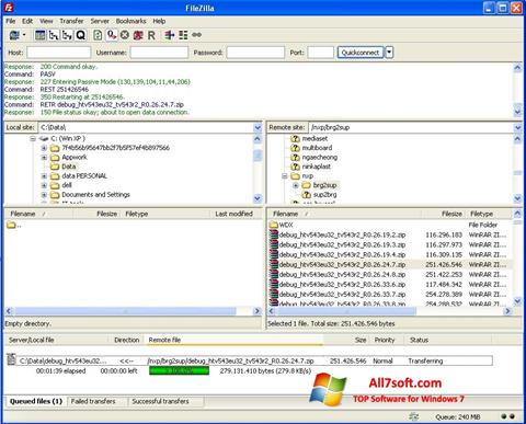 Скріншот FileZilla для Windows 7