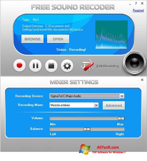 Скріншот Free Sound Recorder для Windows 7