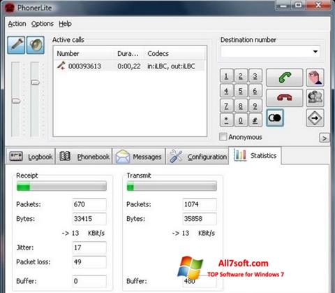 Скріншот PhonerLite для Windows 7