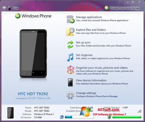 Скріншот Windows Phone Device Manager для Windows 7