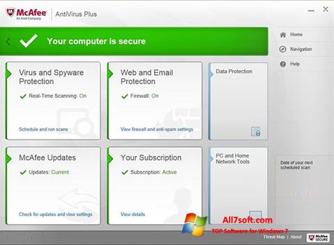 Скріншот McAfee AntiVirus Plus для Windows 7