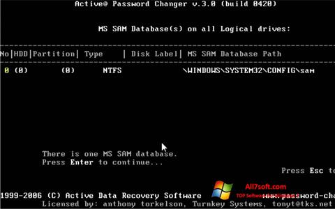 Скріншот Active Password Changer для Windows 7