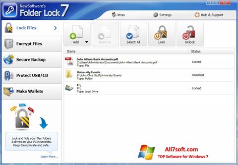 Скріншот Folder Lock для Windows 7