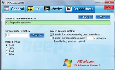 Скріншот Fraps для Windows 7