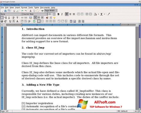 Скріншот AbiWord для Windows 7