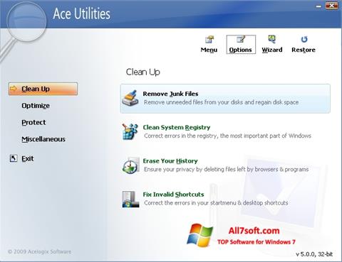 Скріншот Ace Utilities для Windows 7