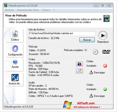 Скріншот VideoInspector для Windows 7