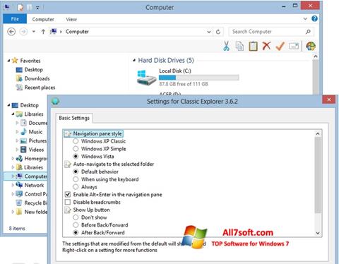 Скріншот Classic Shell для Windows 7