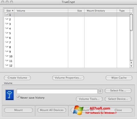 Скріншот TrueCrypt для Windows 7