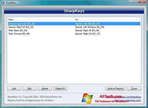 Скріншот SharpKeys для Windows 7