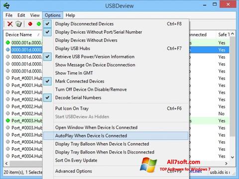 Скріншот USBDeview для Windows 7