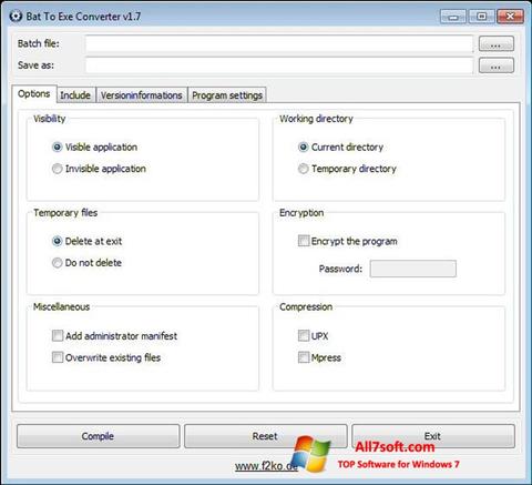 Скріншот Bat To Exe Converter для Windows 7