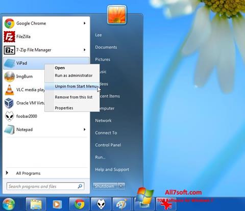 Скріншот ViStart для Windows 7