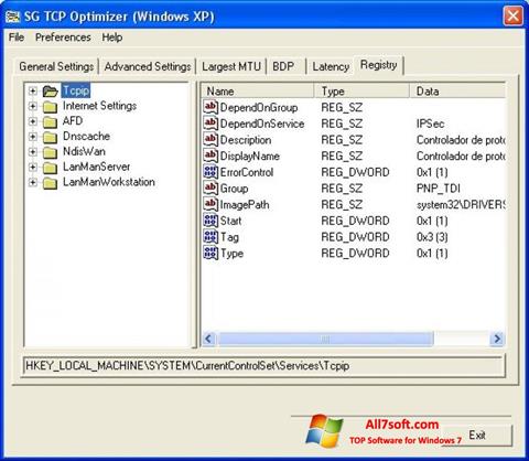 Скріншот TCP Optimizer для Windows 7