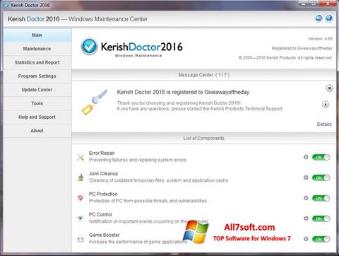 Скріншот Kerish Doctor для Windows 7
