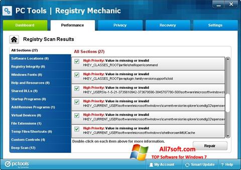 Скріншот Registry Mechanic для Windows 7