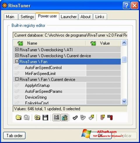 Скріншот RivaTuner для Windows 7