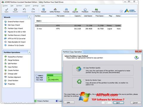 Скріншот AOMEI Partition Assistant для Windows 7