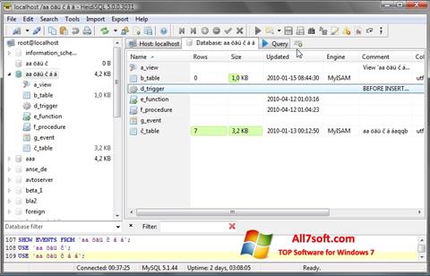 Скріншот HeidiSQL для Windows 7