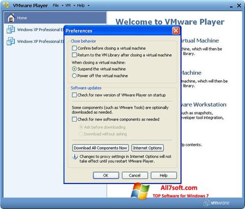 Скріншот VMware Player для Windows 7