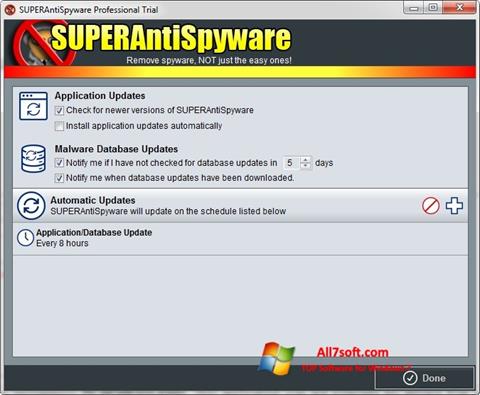 Скріншот SUPERAntiSpyware для Windows 7