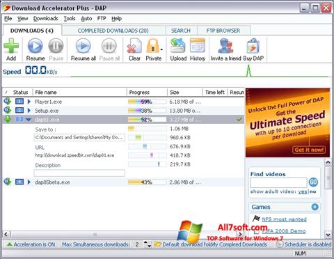 Скріншот Download Accelerator Plus для Windows 7