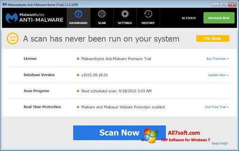 Скріншот Malwarebytes Anti-Malware Free для Windows 7