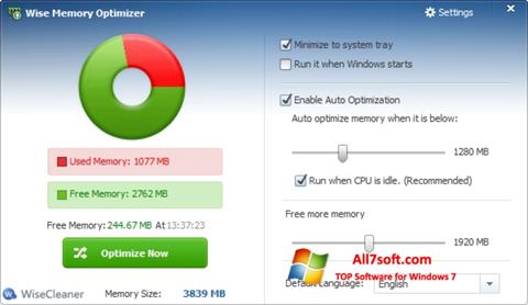 Скріншот Wise Memory Optimizer для Windows 7