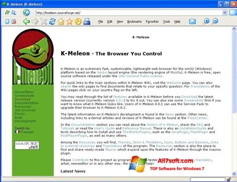 Скріншот K-Meleon для Windows 7