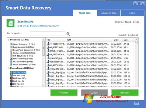 Скріншот Smart Data Recovery для Windows 7
