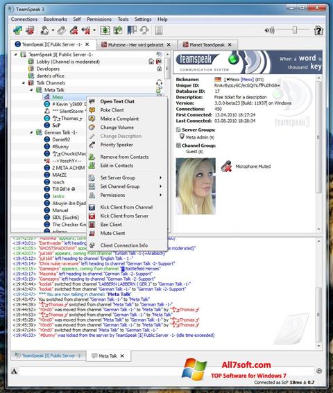 Скріншот TeamSpeak для Windows 7