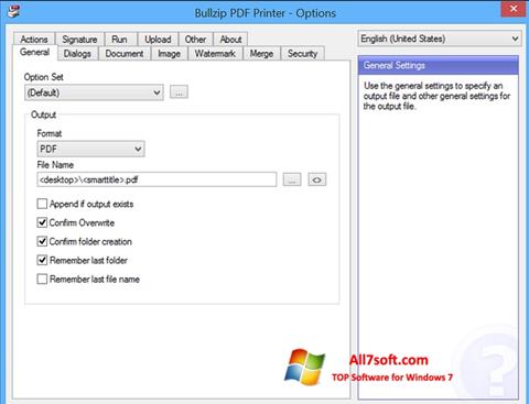 Скріншот BullZip PDF Printer для Windows 7