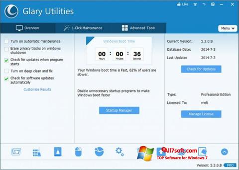 Скріншот Glary Utilities Pro для Windows 7
