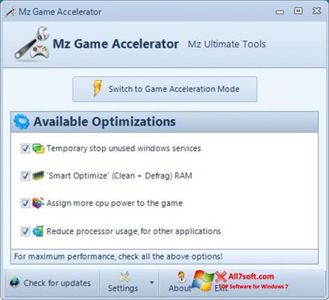 Скріншот Mz Game Accelerator для Windows 7