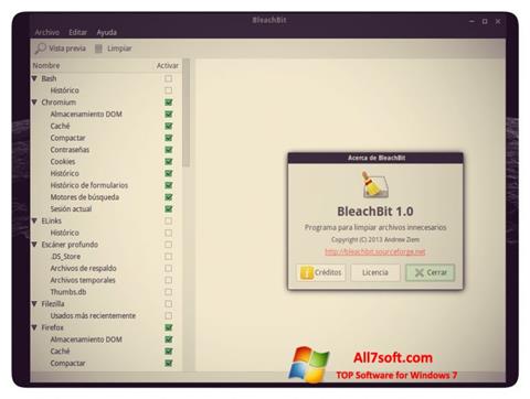 Скріншот BleachBit для Windows 7